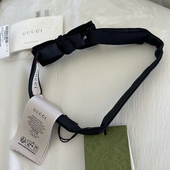 NWT GUCCI SILK BOW TIE BLACK 722316 Bow Tie Mens - Picture 10 of 11